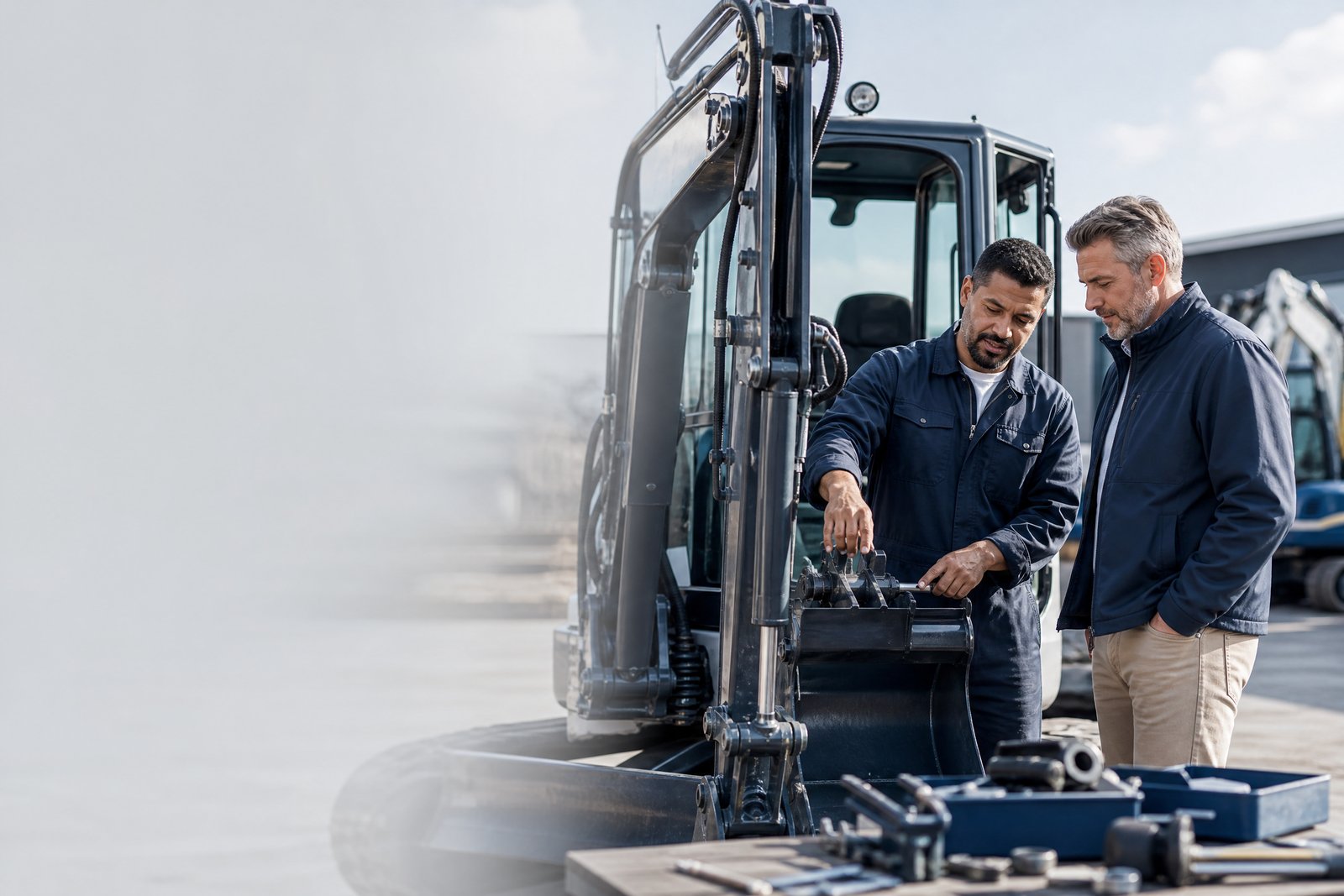 Contractor reviewing commercial equipment financing options