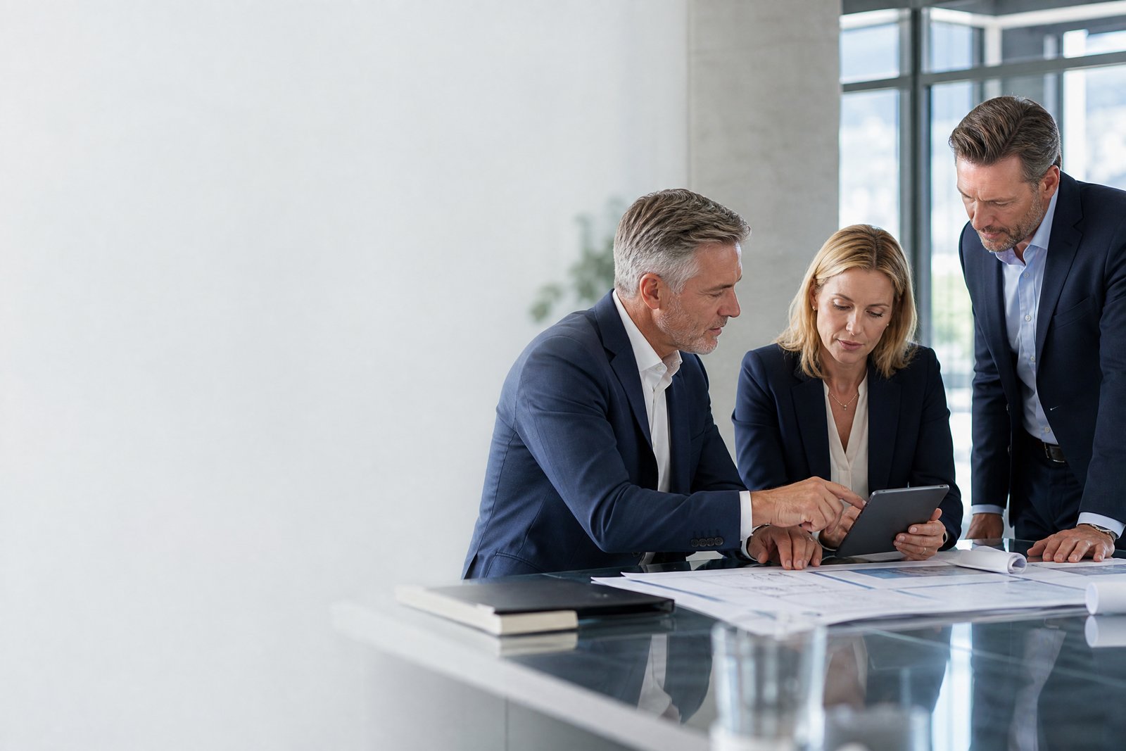 Business leaders discussing subordinated debt and strategic capital
